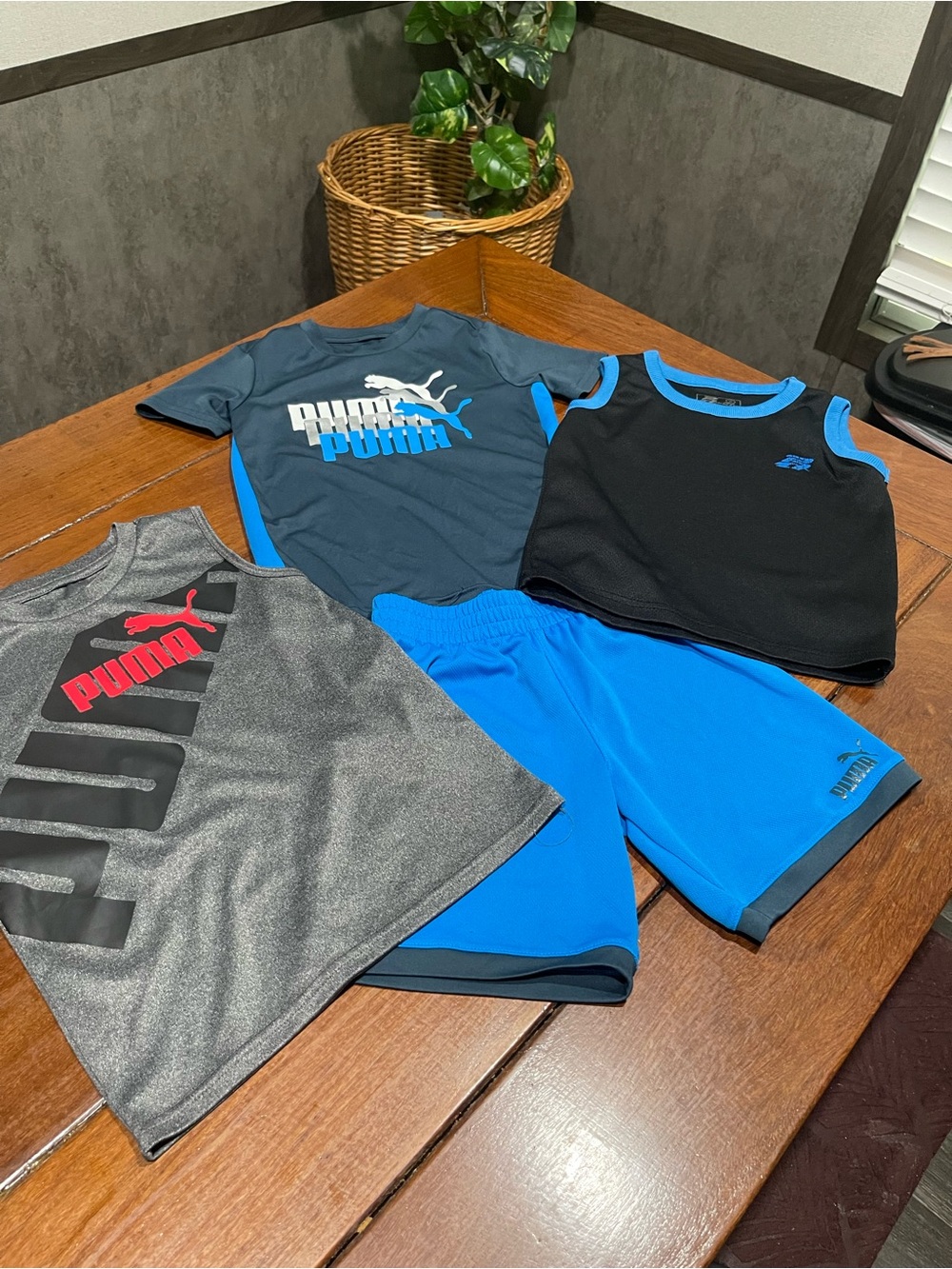 Puma Boys Blue, Black & Gray Athletic Tank and Tee Set